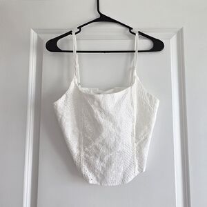 Chic White Eyelet Camisole Top